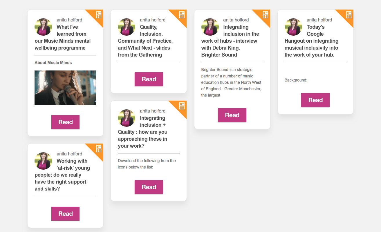 blogs by anita holford on the youth music network screengrab